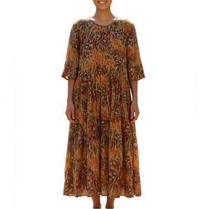 Vintage Ms Emma Designs Watercolour Bohemian Colourful Dress Medium Earthy Tones
